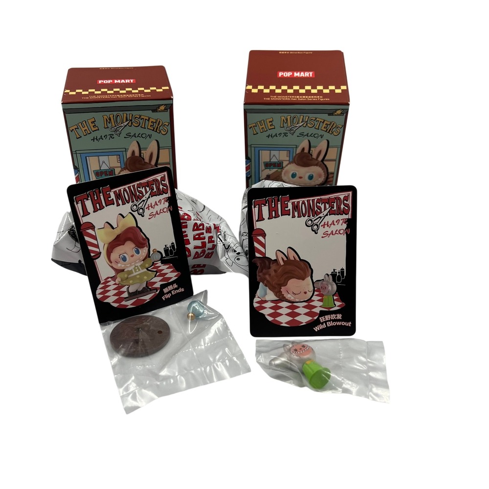 POP MART The Monsters Labubu Hair Salon Series Flip Ends Wild Blowout Lot of 2